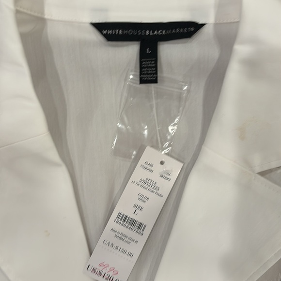 White House Black Market Tie-Waist Embroidered Poplin Shirt Size L - Picture 11 of 13